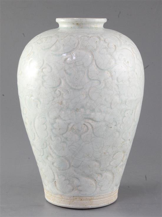 A Chinese Qingbai-type meiping, probably Qing dynasty, height 26.5cm